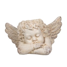 A & B Home 23 in L Cream Magnesium and Fiber Glass Sleeping Cherub Planter, Home Accent Décor
