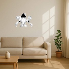 Azeeda 'New Home' White Premium Vinyl Decal Sticker – Waterproof, Durable & Easy to Apply - Ideal for Car Bumpers, Windows, Bins and More (DW00153024)