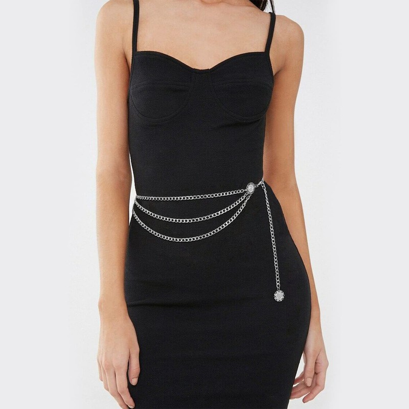 JasGood Multi-layer waist chain belt, women's adjustable body link belt