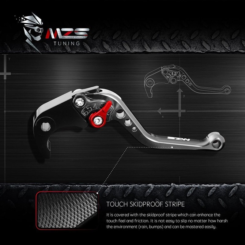 MZS Black Motorcycle Brake Clutch Levers Adjustable Short CNC Compatible