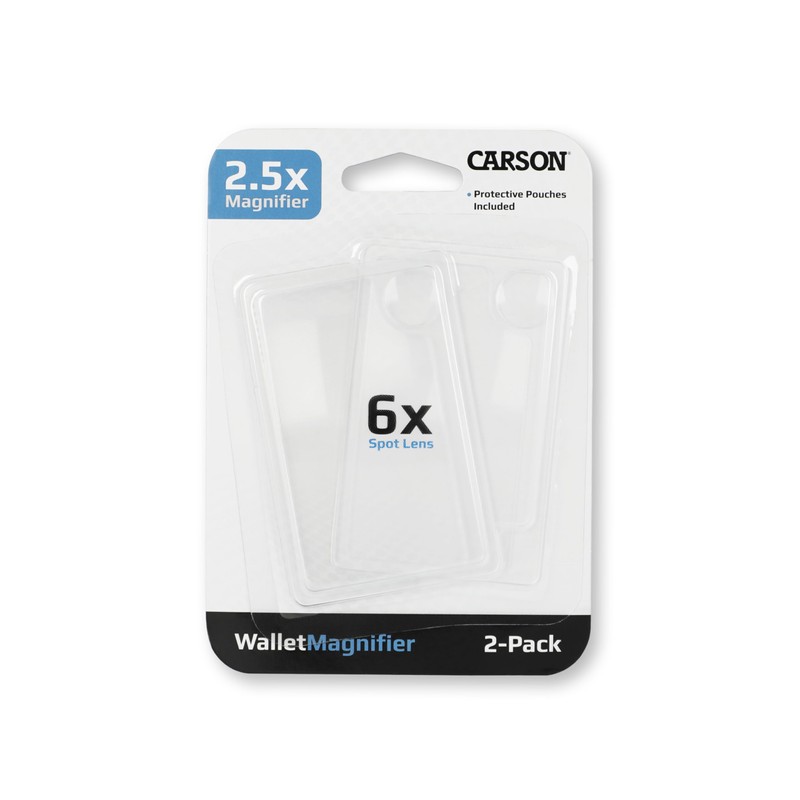 Carson 2.5x Power Credit Card Size Magnifiers (WM-01) with 6x