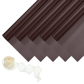 PATIKIL 20 Sheets Flower Packaging Paper, 22 x 22 Inch Korean Style Bouquet Craft Packaging Waterproof Paper with Ribbon for Flower Gift Packaging, Brown