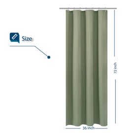 Barossa Design Stall Shower Curtain Fabric 36 x 72 inch, Waffle Weave, Spa, Hotel Luxury Spa, 230gsm Heavy Duty, Water Repellent, Sage Green Pique Pattern Decorative Bathroom Curtain, 36x72