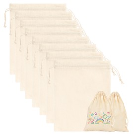 Pack of 8 Cotton Bags, 25 x 30 cm Fabric Bag Small, Fabric Bag with Drawstring, Cotton Bag for Painting, Fabric Bags, Small Bags for Filling for Children's Birthday, Wedding, Easter