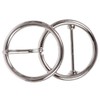 Single Prong Round Double Circle O-Ring Belt Buckle, Silver