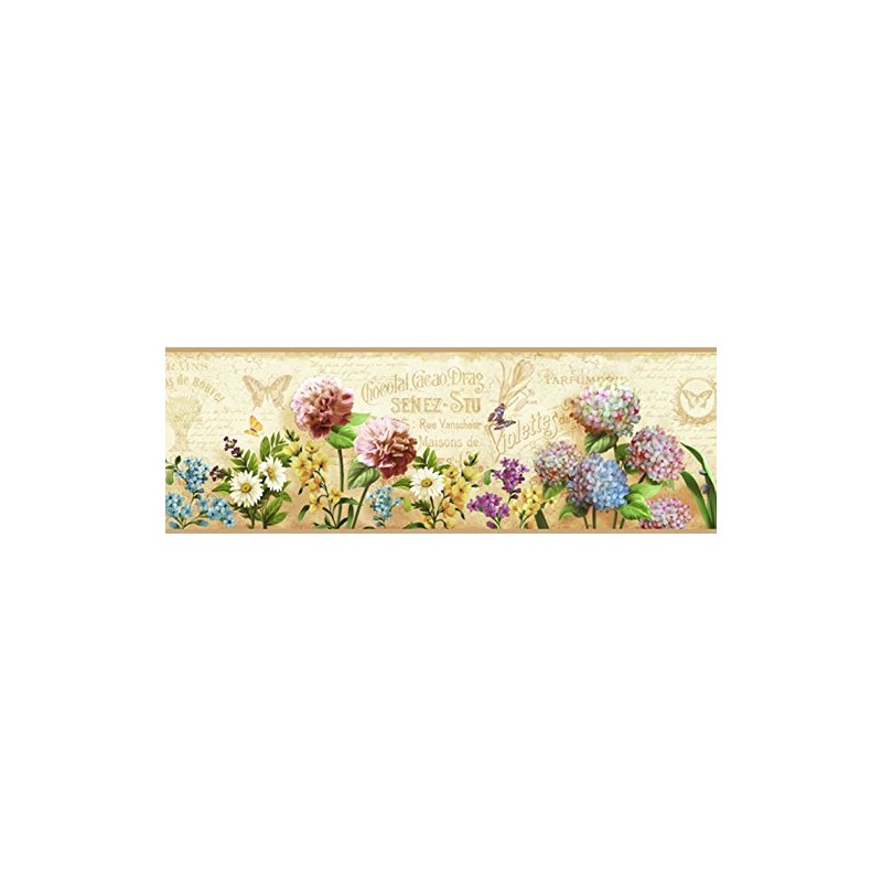 Chesapeake PUR44521B Ellyne Sand Postal Springtime Portrait Wallpaper Border