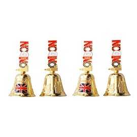 Golden London Shaped Dinner Bell with London Iconic Pictures UK Souvenir - Set of 4