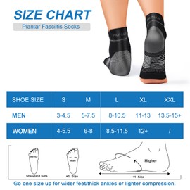 PAPLUS Plantar Fasciitis Sock (6 Pairs) for Men and Women, Compression Foot Sleeves with Arch and Ankle Support (Black, Large)