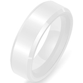 Jude Jewelers 6mm Ceramic Classical Simple Plain Matte Brushed White Black Wedding Band Ring, Ceramic, Cubic Zirconia