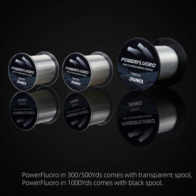 RUNCL PowerFluoro Fishing Line, 100% Fluorocarbon Coated Fishing Line, Hybrid