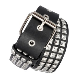 Eigso Punk Leather Gothic Waist Belt for Women Men 80s Party Rave Round Rivets Gothic Rivet Belt for Women Men Adjustable, black 3