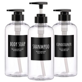Segbeauty Shampoo Bottle Dispenser, Transparent, 16.9 fl oz (500 ml), Set of 3, Refill Bottles, Containers, Stylish, Bathroom, Washroom, Virus Protection