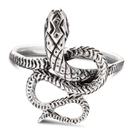 Windalf Paradise Women's Snake Ring IDUNA 19 mm Lucky Bohemian Statement Silver Ring 925 Sterling Silver, Fabric, No gemstone.
