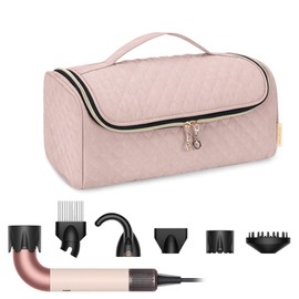 Yarwo 𝟐𝟎𝟐𝟓 𝐍𝐄𝐖 Carrying Case Compatible with Dyson Supersonic r Hair Dryer, Padded Blow Dryer Travel Bag with Top Handle and Wide Magic Strap Fit for Complete Supersonic Accessories, Dusty Rose