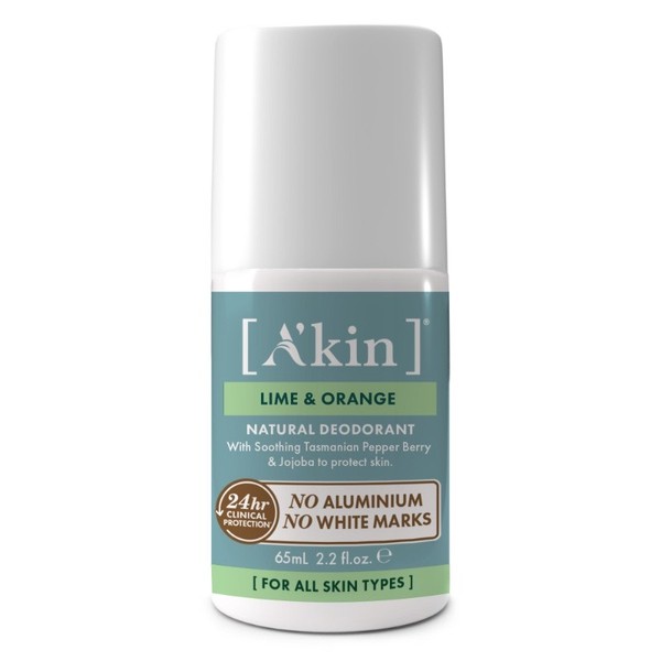 A'kin Natural Deodorant Roll-On - Lime & Orange 65ml