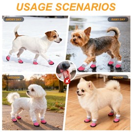 BEAUTYZOO Dog Winter Boots, Waterproof Dogs Snow Shoes with Anti-Slip Sole & Warm Fleece Lining-Indoor Outdoor Paw Protectors for Small Dogs, Puppy Booties to Prevent Licking on Hardwood Floors,Size 3