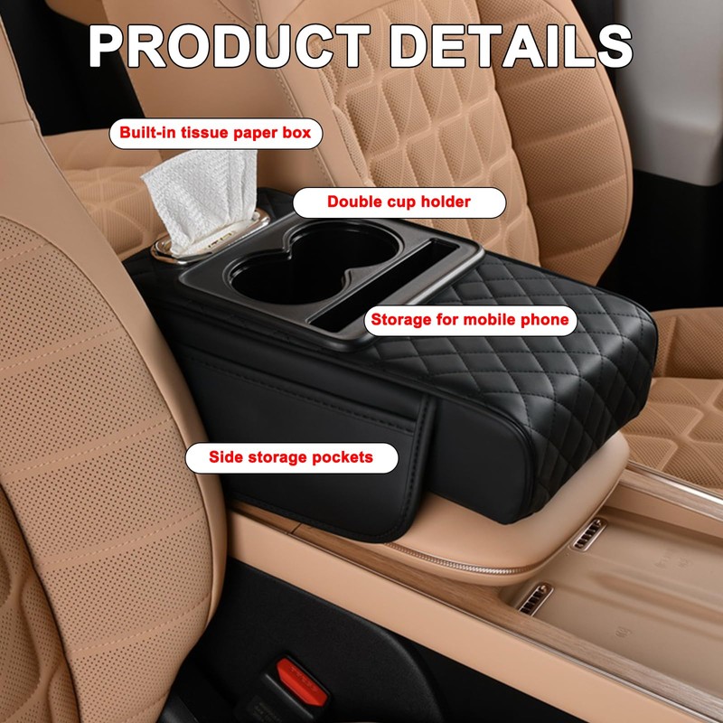 Multifunctional Car Armrest Cushion - 2-in-1 Auto Armrest Cushion, Storage