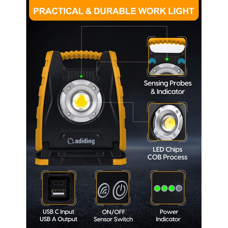 Adiding Rechargeable LED Work Light 4400mAh - Portable Flood Light