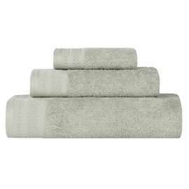 Superior Honeycomb Cotton Medium Weight Towels, for Guest Bath, Master Bathroom, Shower, Quick Dry, Adults, Home Essentials, Textured Waffle Border, Assorted Towel Set, 3 Piece Towel Set, Sage