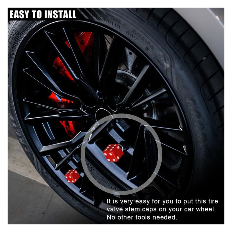 4PCS Dice Tire Valve Stem Caps, Universal Tire Valve Stem