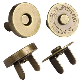 Mini Skater Magnetic Button Clasp Snaps - Closure Purses, Handbag Clothes Sewing Craft, 6-Pack (14mm, Bronze)