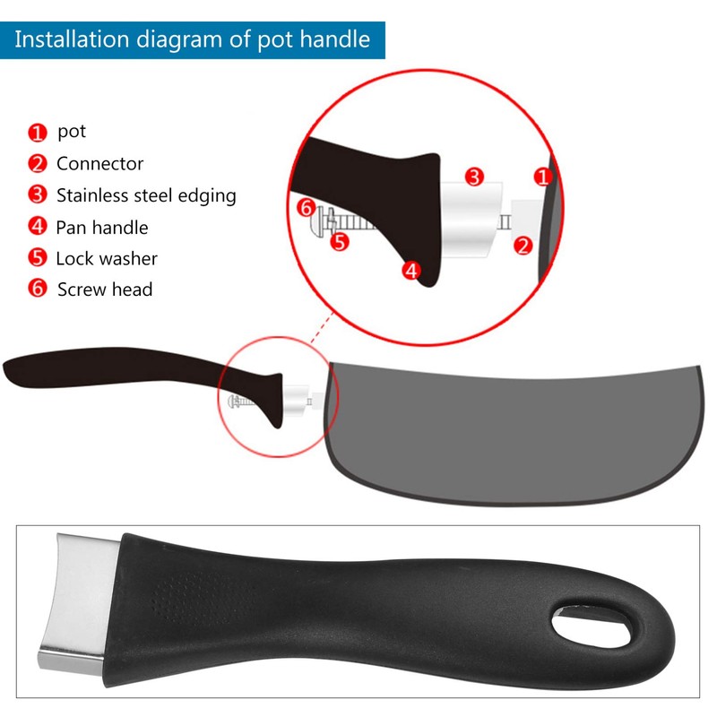 Hemoton 2pcs Stainless Steel Replacement Handles for Pots Pans Scald-Proof