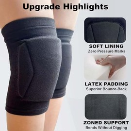XXL Knee Pads for Volleyball Women & Men, Dance Kneepads for Football Basketball, Soft Padded Knee Sleeve for Skating Wrestling Skateboarding, Elastic