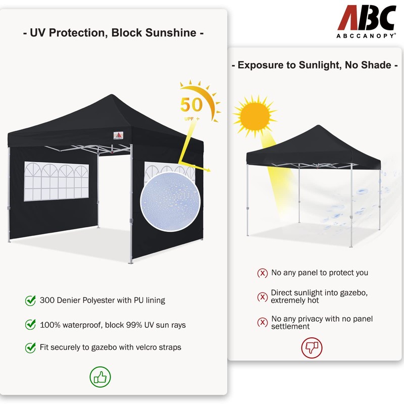 ABCCANOY 2 Packs of 10X10 Canopy Sidewalls with Church, Black