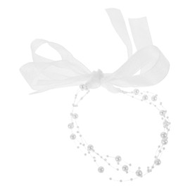 Beavorty Pearl Headband Vintage Bridal Headpiece Multi-layer Necklace for Women Fashion Jewelry Pearl Headpiece Lace Ribbon