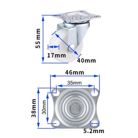 XNJIHWA 4Pcs Swivel Castors Wheels 40mm Universal Swivel Casters No Brake Heavy Duty for Furniture Trolley Chair,Max 20 Kg Each Set,White