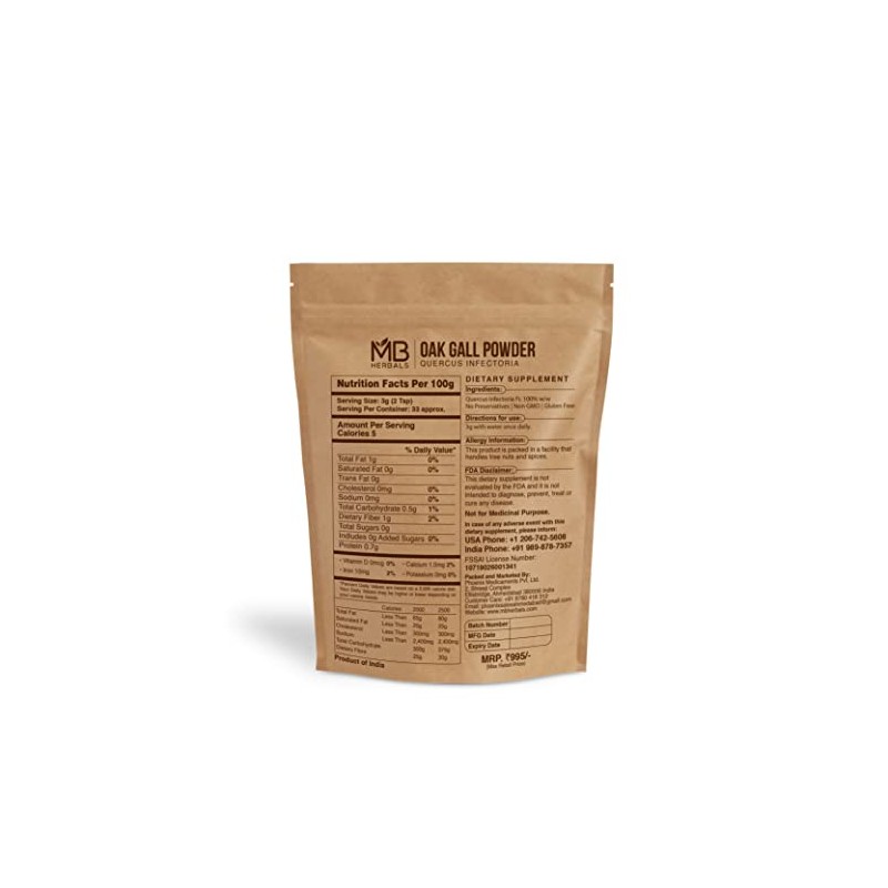 MB Herbals Pure Oak Gall Powder 3.5 oz / 100