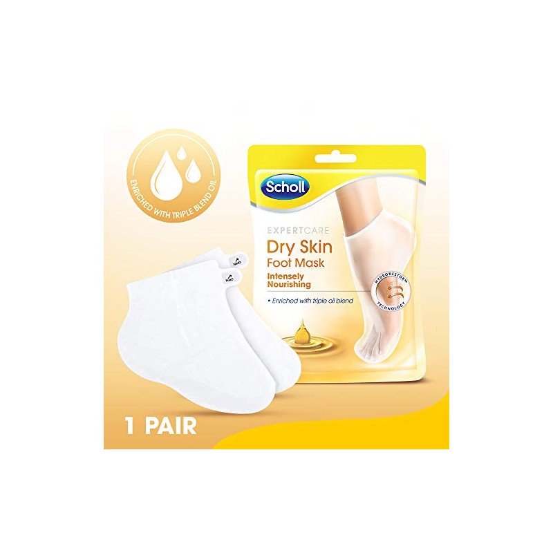 Scholl Foot Mask Triple Oil, Six Pairs, One Size