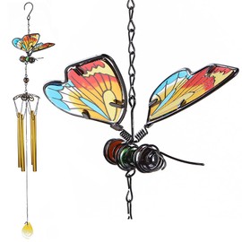 AVEKI - Campanas de viento de mariposa, 27.5 pulgadas de alto, de hierro con mariposa, campanillas de viento para mamá, exteriores, interiores, para el hogar, jardín, ventana, patio, decoración de