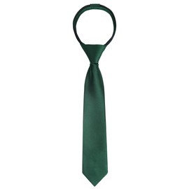 Alizeal Boys Solid Color Pre-tied 6cm Zipper Skinny Necktie, Dark Green