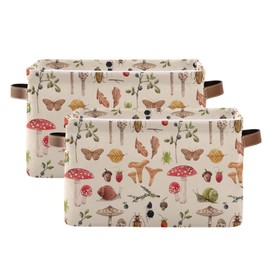 Mushroom Rectangle Storage Basket Collapsible Storage Bin for Nursery Toys Books Waterproof Baskets for Closet Shelves Bedroom Decor
