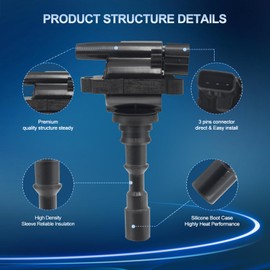 GRIZZLY AUTO Ignition Coil Pack UF431 Replacement for 2003-2006 Kia Sorento 2003 2004 2005 2006 V6 3.5L Ignition Coils Pack Replaces UF-431 5C1435 178-8288 52-1777 27300-39800 Set of 3