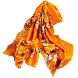 FAIRYGATE Silk Scarves Women's Lightweight Silk Scarf Faux Silk Scarf Scarf Gift Women, D43027