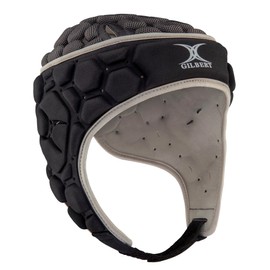 Gilbert XP 250 Rugby Headguard - Black & Silver (Medium)