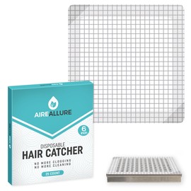 Aire Allure, 25 Pack, Disposable Shower Drain Hair Catcher Mesh Stickers, 6 inch, Square