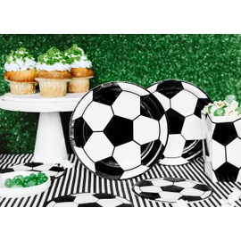 Paper Plates 18 cm Set of 6 Football Party Plates Party Tableware Children's Birthday Boys Black White PartyDeco Paper Plates in the Shape of a Football Disposable Tableware Paper Plates Table