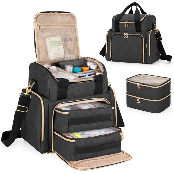 LUXJA Large Medicine Bag with 2 Removable Cases, Medicine Storage