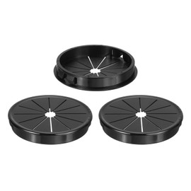 sourcing map 3Pcs Desk Grommet Black, Snap Bushing Grommet With Shutter for Holes with 2.76"(70mm) Mounting, Round Nylon Snap in Cable Desk Grommet for Cables and Cords Management