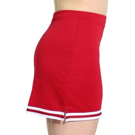 Danzcue Falda de uniforme de animadoras para mujer, Escarlata/Blanco, XS