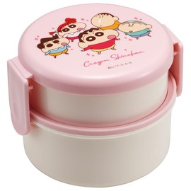 Skater ONWR1AG-A Lunch Box, 16.9 fl oz (500 ml), 2-Tier, Round, Rice Ball Case, Antibacterial, Crayon Shin-chan, Made in Japan