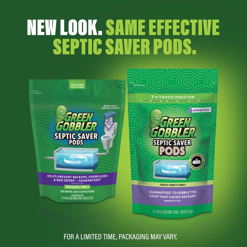 Green Gobbler Septic Tank Treatment Packets, 12 Month Supply -