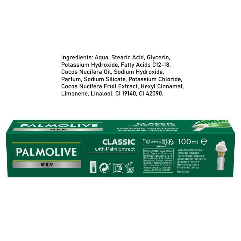 Palmolive Men Shave Cream Classic with Palm Extract, Shave Lather