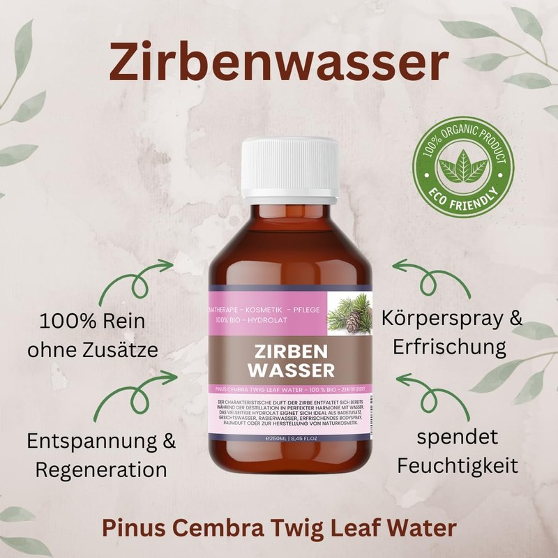 Organic Pine Water 250 ml - Pinus Cembra Twig Leaf