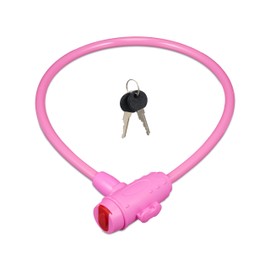 Relaxdays Children's Bicycle Lock, 2 Keys, 70 cm Long, Children's Lock for Bicycle & Scooter, Children's Bicycle Lock, Pink, Brass, Plastic