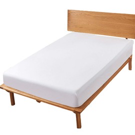 Fitted Sheet, Wide Double, Gusset, 13.8 inches (35 cm), 59.1 inches (150 cm), White, Bed Sheet, 100% Cotton, Mattress Cover, Elastic All Around Rubber, Easy to Put on and Take Off, Box Sheet, Cotton, Textured, Washable, Antibacterial, Odor Resistant, Dus