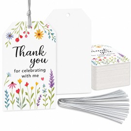 JNSVIEA Thank You Party Favor Tags: 40 Pcs with Silver Twist Ties